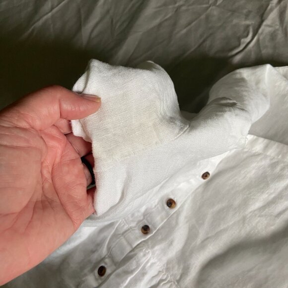 Lands' End White Linen Sweetheart Button Front Midi Dress Sz 6-8 Romantic Beachy - Picture 11 of 13